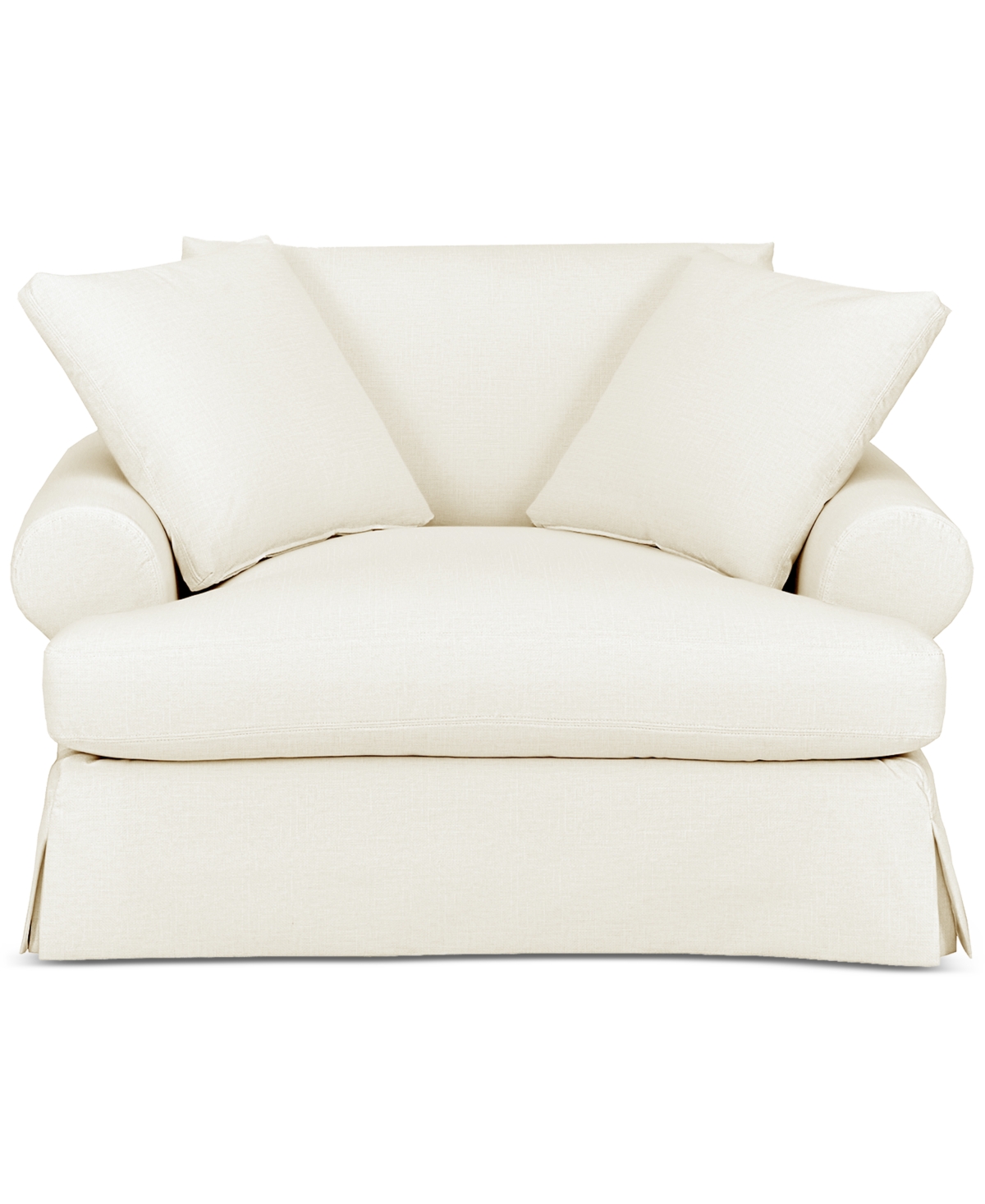 Macy's Brenalee 55" Roll Arm Performance Fabric Slipcover Chair And Â½ With Two Pillows In Lena Off White