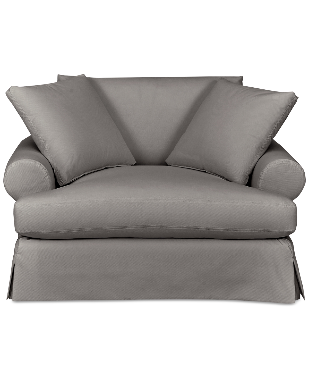 Macy's Brenalee 55" Roll Arm Performance Fabric Slipcover Chair And Â½ With Two Pillows In Lily Granite