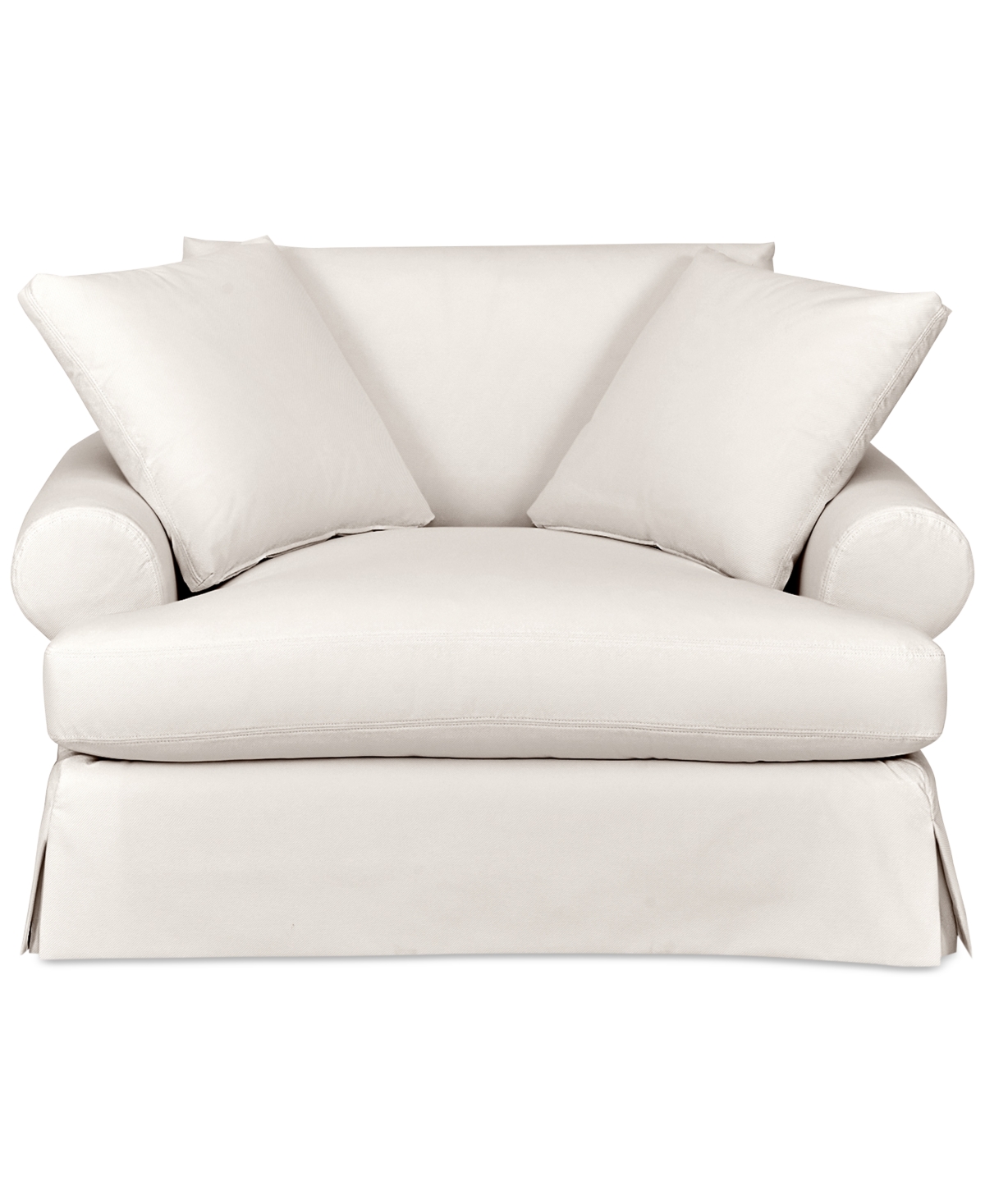 Macy's Brenalee 55" Roll Arm Performance Fabric Slipcover Chair And Â½ With Two Pillows In Lily Natural