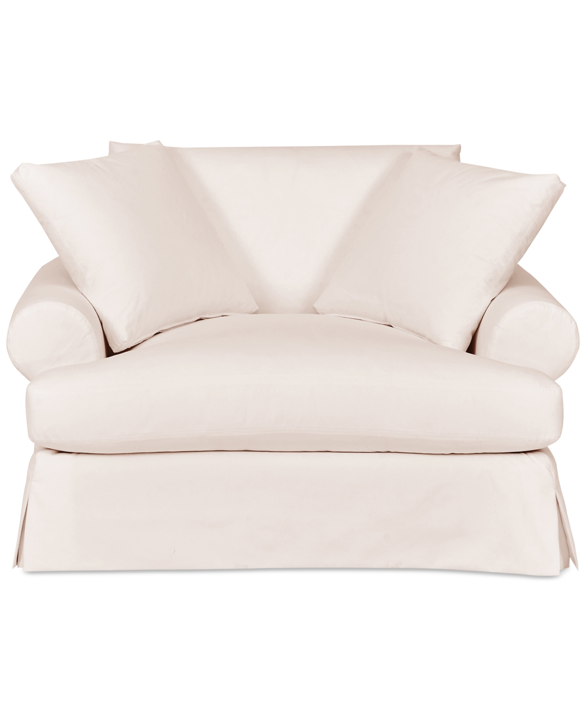 Macy's Brenalee 55" Roll Arm Performance Fabric Slipcover Chair And Â½ With Two Pillows In Peyton Cream