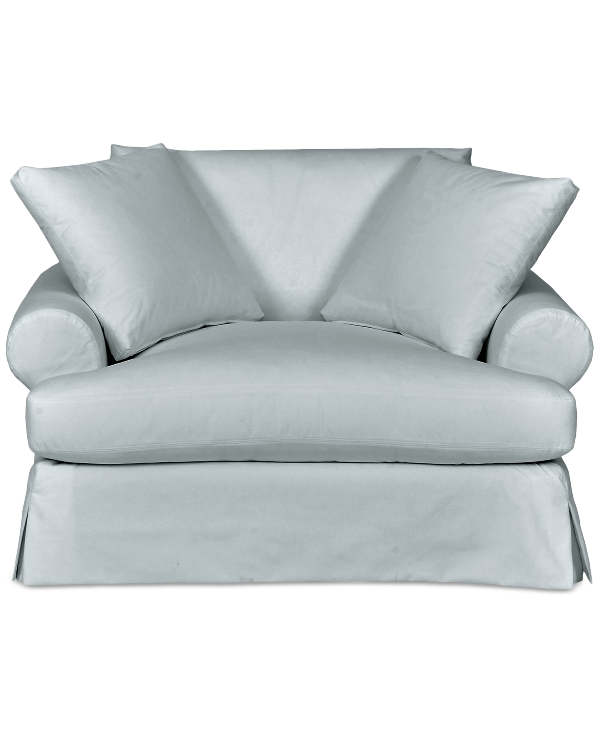 Macy's Brenalee 55" Roll Arm Performance Fabric Slipcover Chair And Â½ With Two Pillows In Peyton Light Blue