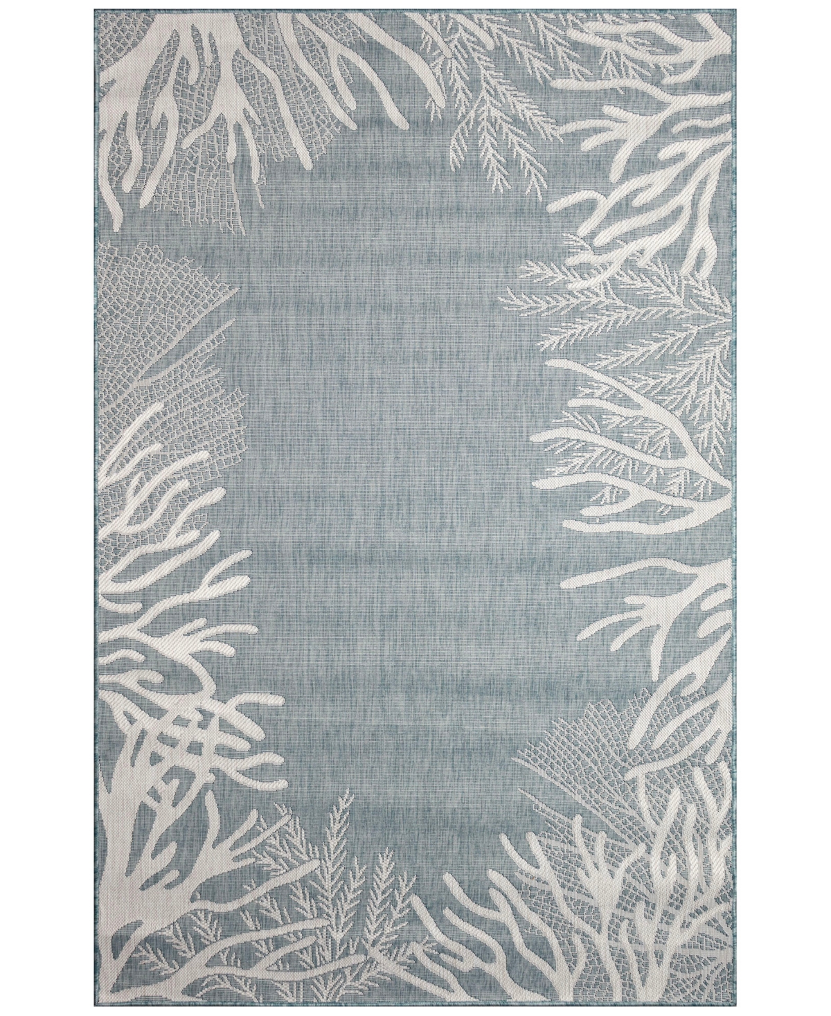 Liora Manne Carmel Reef Border 7'10"x9'10" Area Rug In Aqua