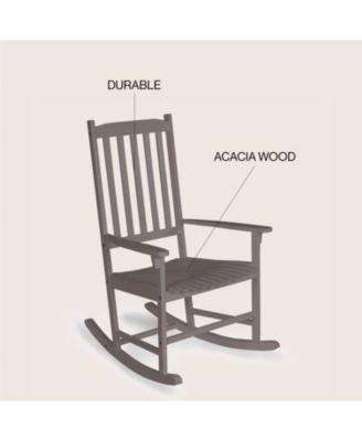 Seagrove Farmhouse Classic Slat-Back 350-LBS Support Acacia Wood Outdoor Rocking Chair, Gray Wash