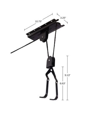 Bike Hoists - Overhead Pulley System with 100 lb Capacity for Bicycles or Ladders - Secure Garage Ceiling Storage by (Set of 2)