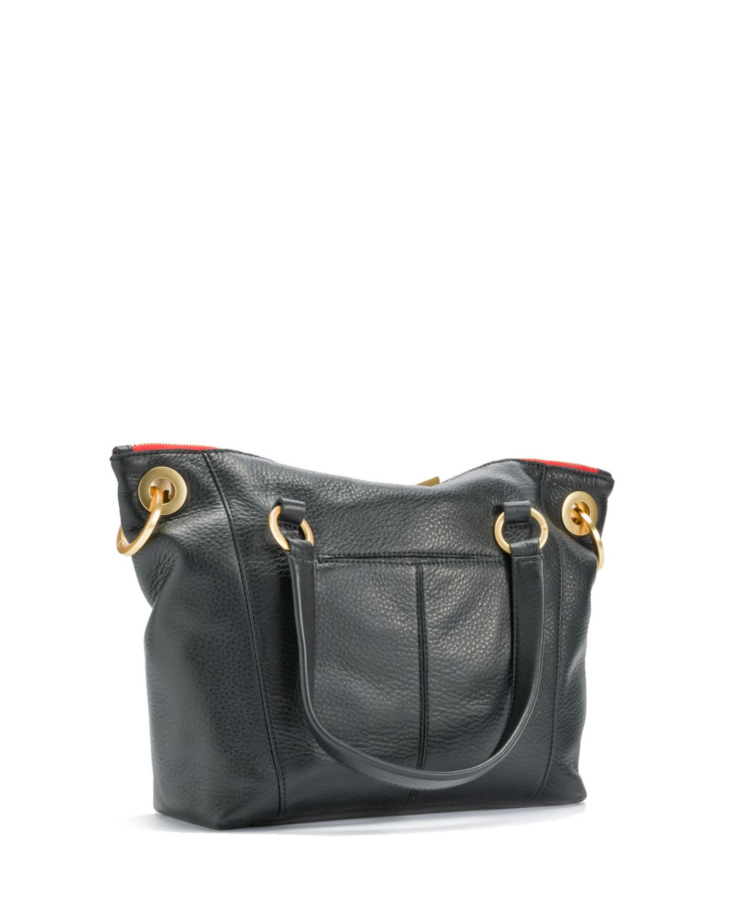Женская сумка Hammitt Daniel Medium Leather Crossbody Satchel, цвет: Чёрный / Золотой красный — фото 3