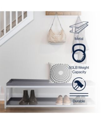 Industrial Compact 10.75" 6-Pair 2-Tier Iron Shoe Rack, Two-Tone Brown