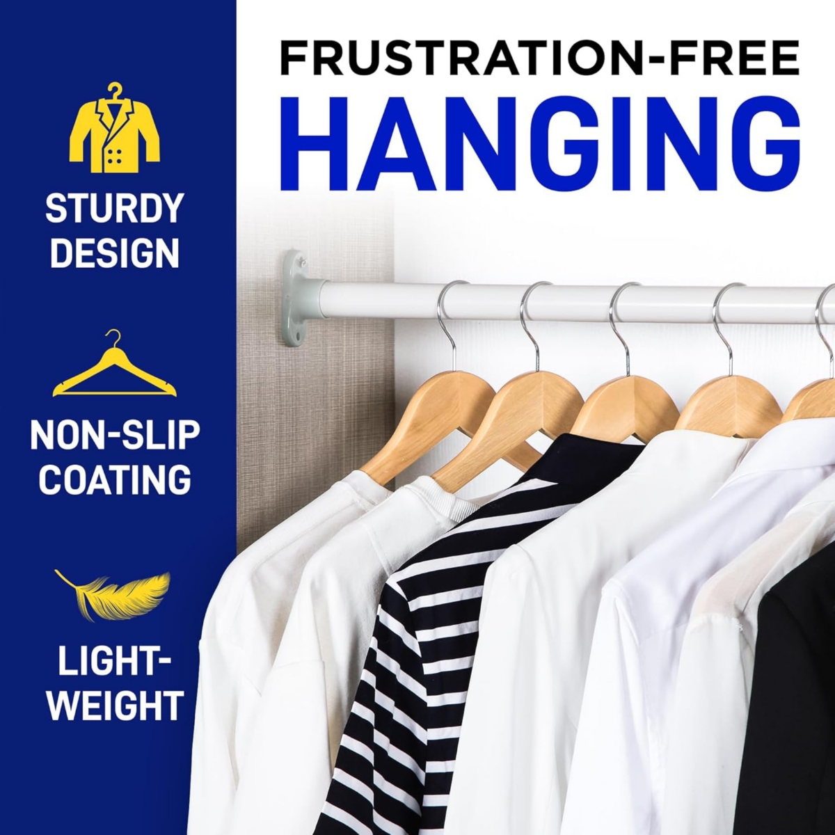 Bakken Swiss Lifemaster Tough Long Lasting Solid Maple Wooden Clothes Hangers - Pack of Natural Wood Hangers with Rotating Swivel Hooks and Built-I