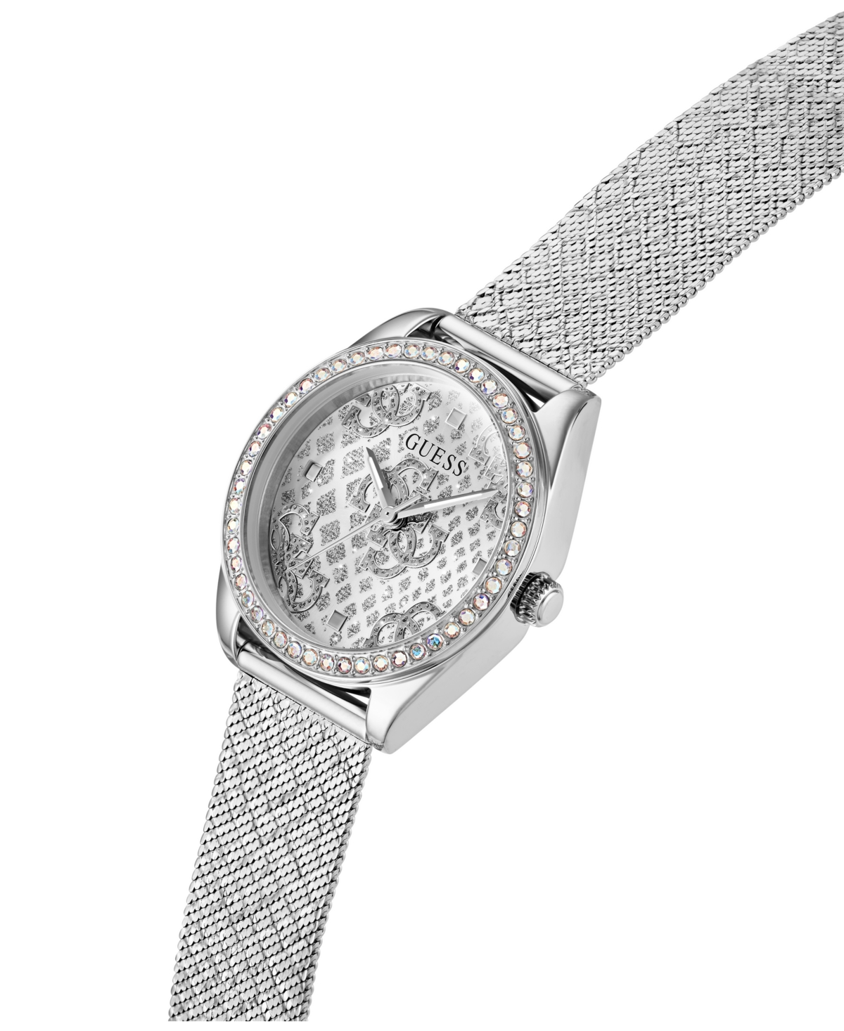 Guess Women's Analog Silver Mesh Watch 32mm In Silver