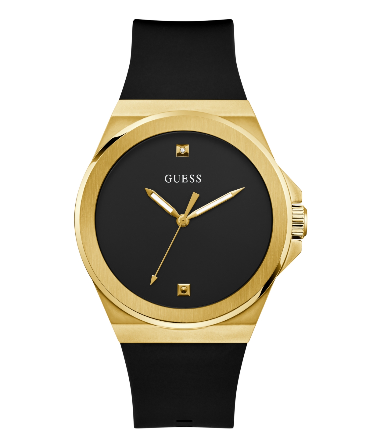 Men's Analog Black Silicone Watch 44mm - Black