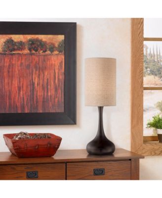 Droplet 24 1/2" High Mid Century Modern Table Lamp Brown Espresso Bronze Finish Metal Tan Cylinder Shade Living Room