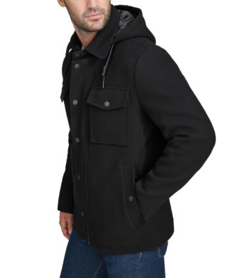 Men's Full-Zip Twill Field Jacket with Removable Hood 