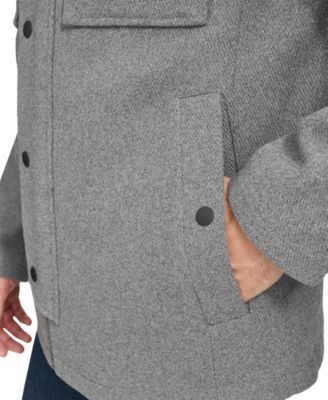 Men's Full-Zip Twill Field Jacket with Removable Hood 