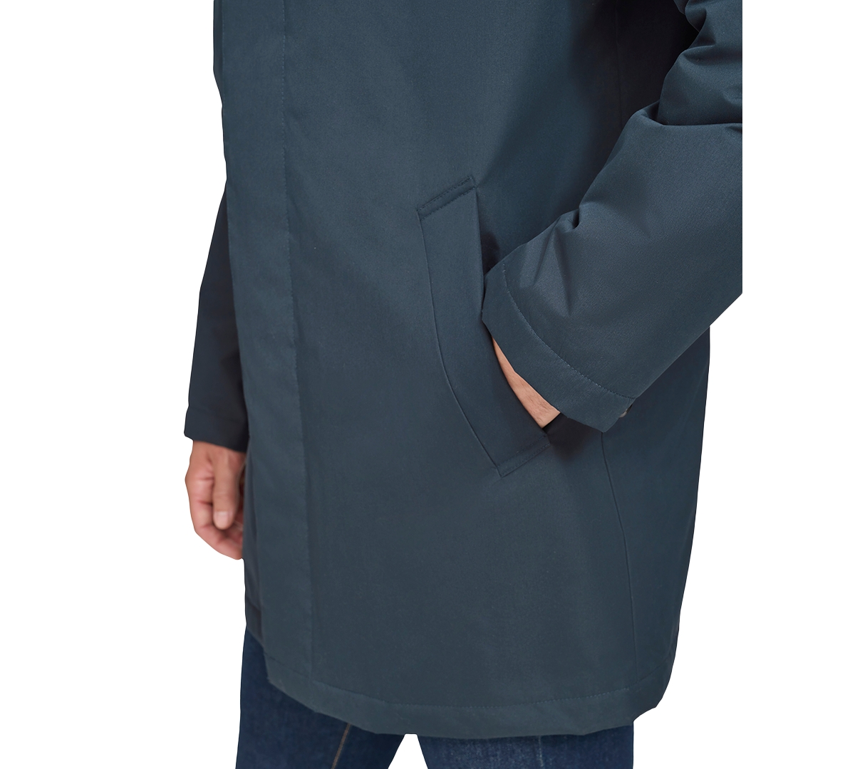Cole Haan Men's Rain Coat With Removable Hood In Navy