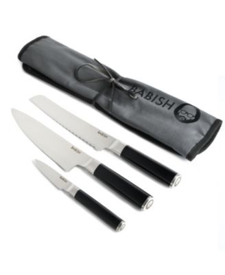 German High-Carbon 1.4116 Steel Cutlery, 3-Piece (Chef Knife, Bread Knife, & Pairing Knife) w/Knife Roll