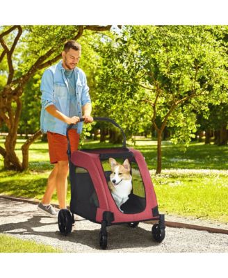 Spacious Pet Stroller for Dogs up to 77 lbs, with Foldable Design for Convenient Storage