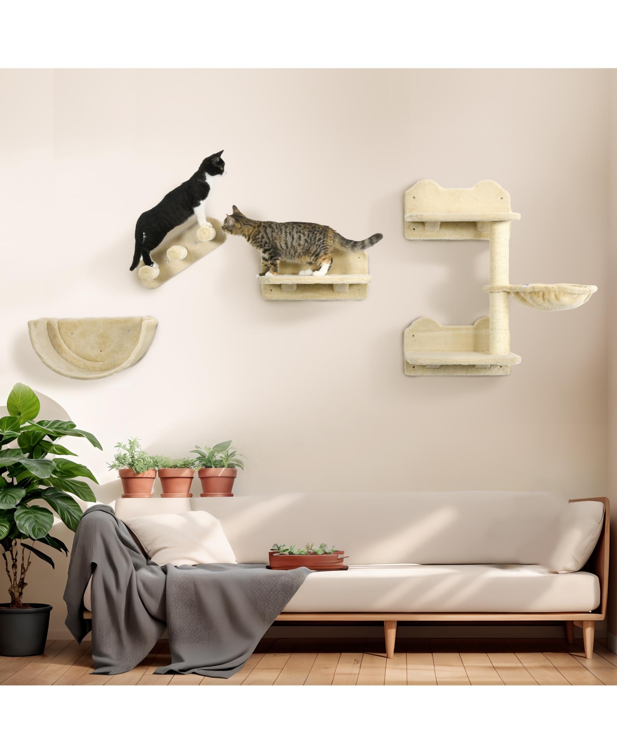 Streamdale Furniture Ultimate Wall-Mounted Cat Tree Hammock, Condo, Ladders, Scratchers, Play Spaces