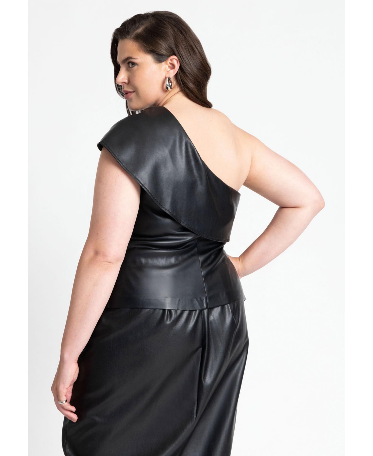 Eloquii Plus Size Faux Leather Bow Top