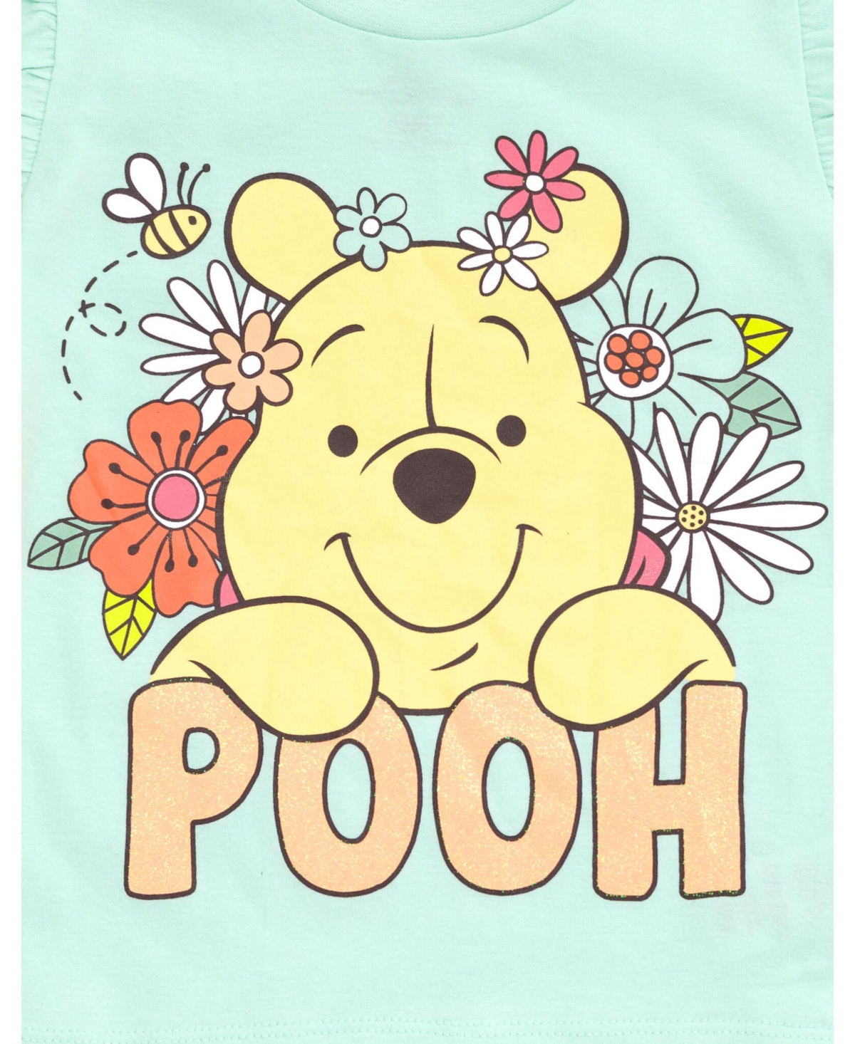 Disney Toddler Girls Floral T-Shirt and Chambray Shorts Outfit Set to (12 Months - 14-16) - blue