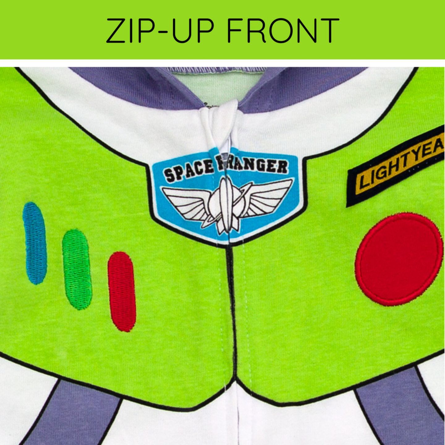 Детский костюм Toy Story Buzz Lightyear с капюшоном, цельный, для мальчиков, цвет: Зелёный — фото 5