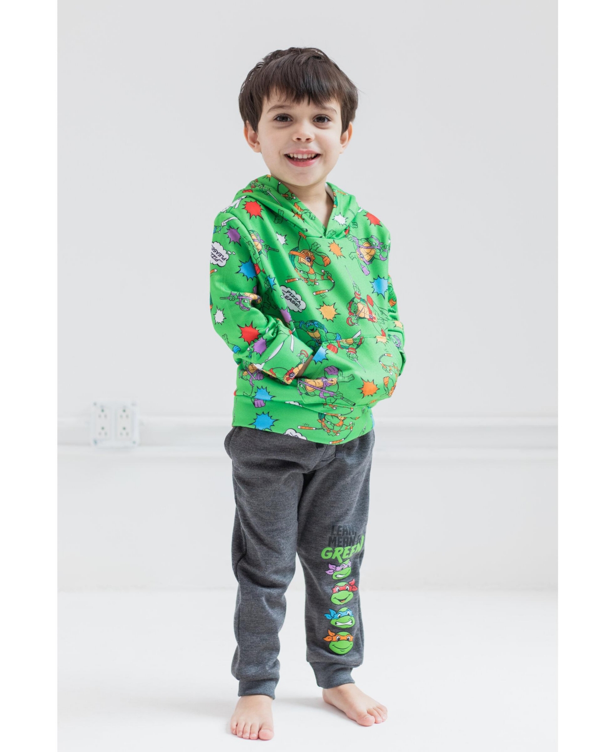 Teenage Mutant Ninja Turtles Boys Fleece Pullover Hoodie and Pants Outfit Set to (2T - 18-20) -/ gray