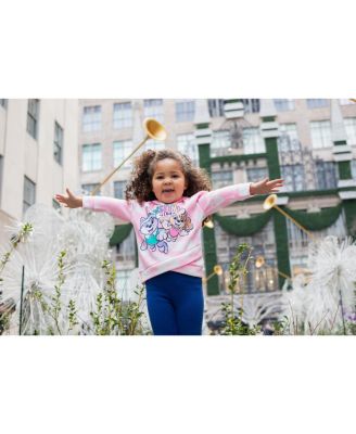 Little Girls Pullover Crossover Fleece Hoodie and Leggings Outfit Set