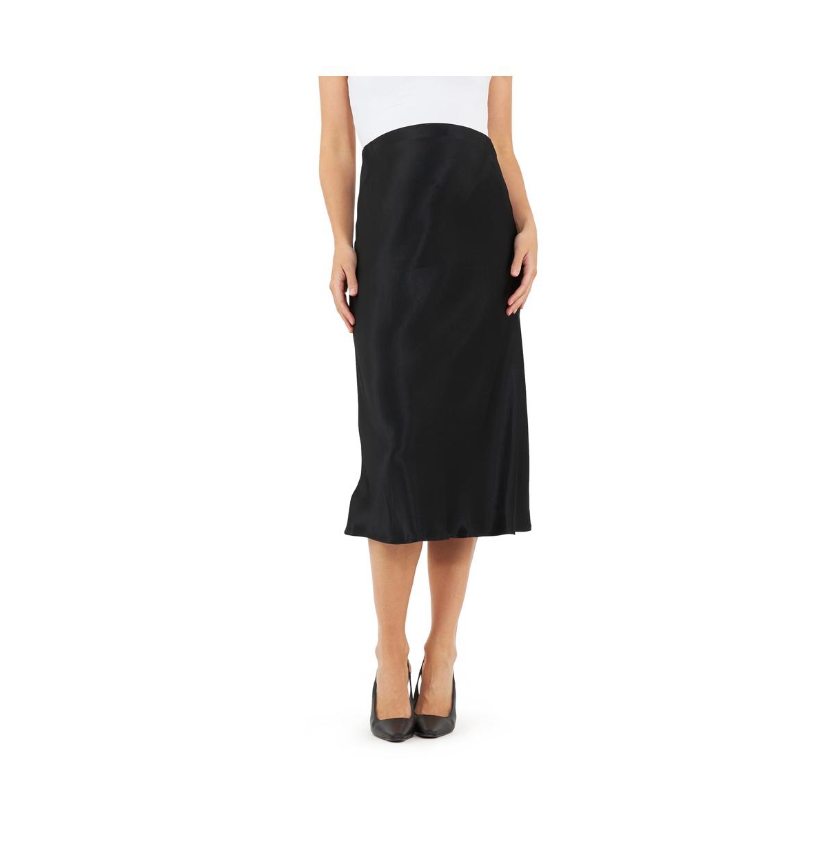 Maternity Crystal Satin Skirt - Black