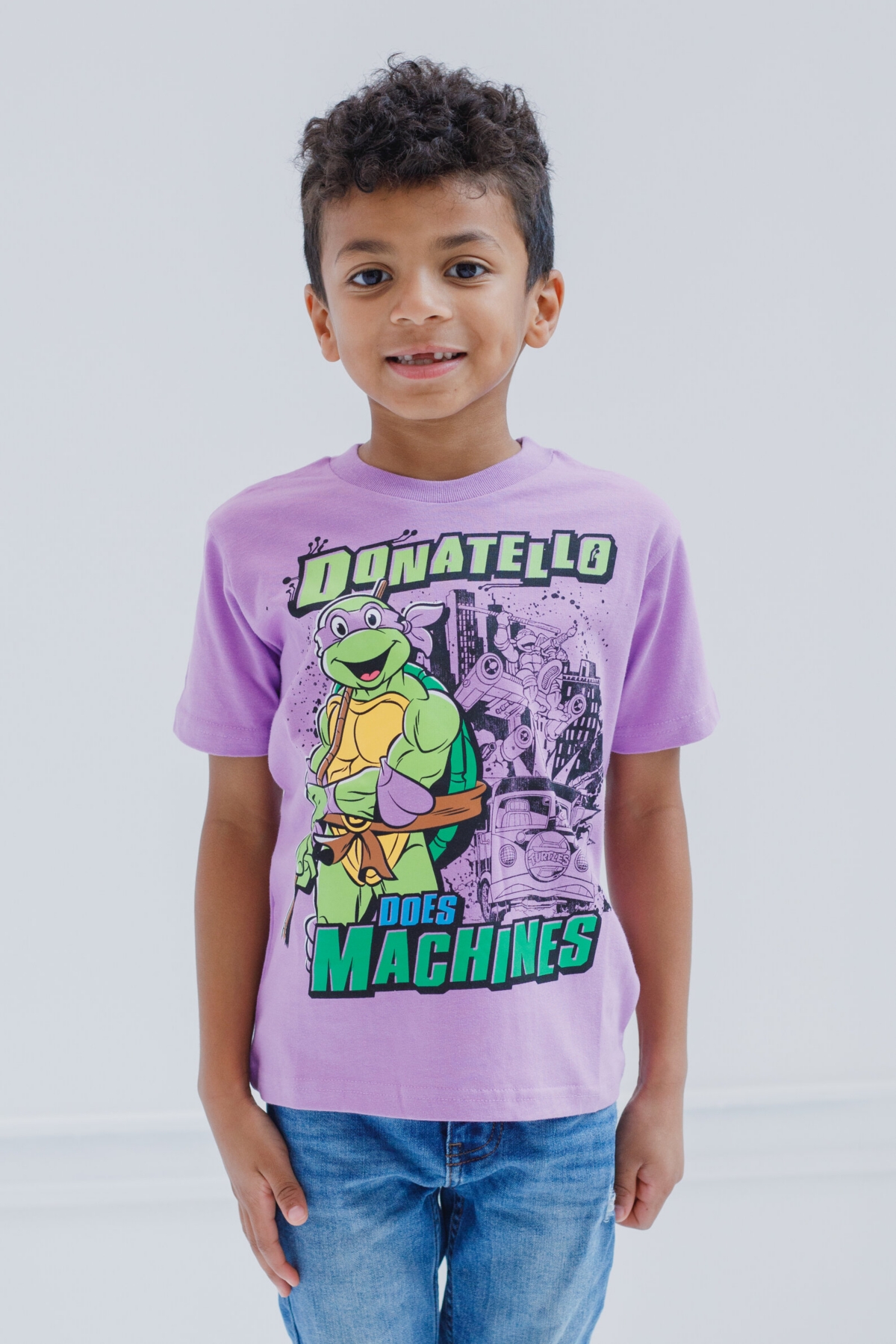 Teenage Mutant Ninja Turtles Boys Leonardo Michelangelo Raphael Donatello 4 Pack T-Shirts to -/ purple / orange / gray