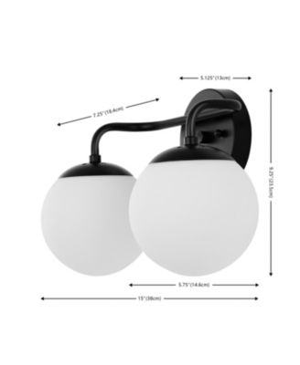 Louis Parisian Globe 15" 2-Light Metal/Frosted Glass Modern Contemporary LED Vanity Light, Black