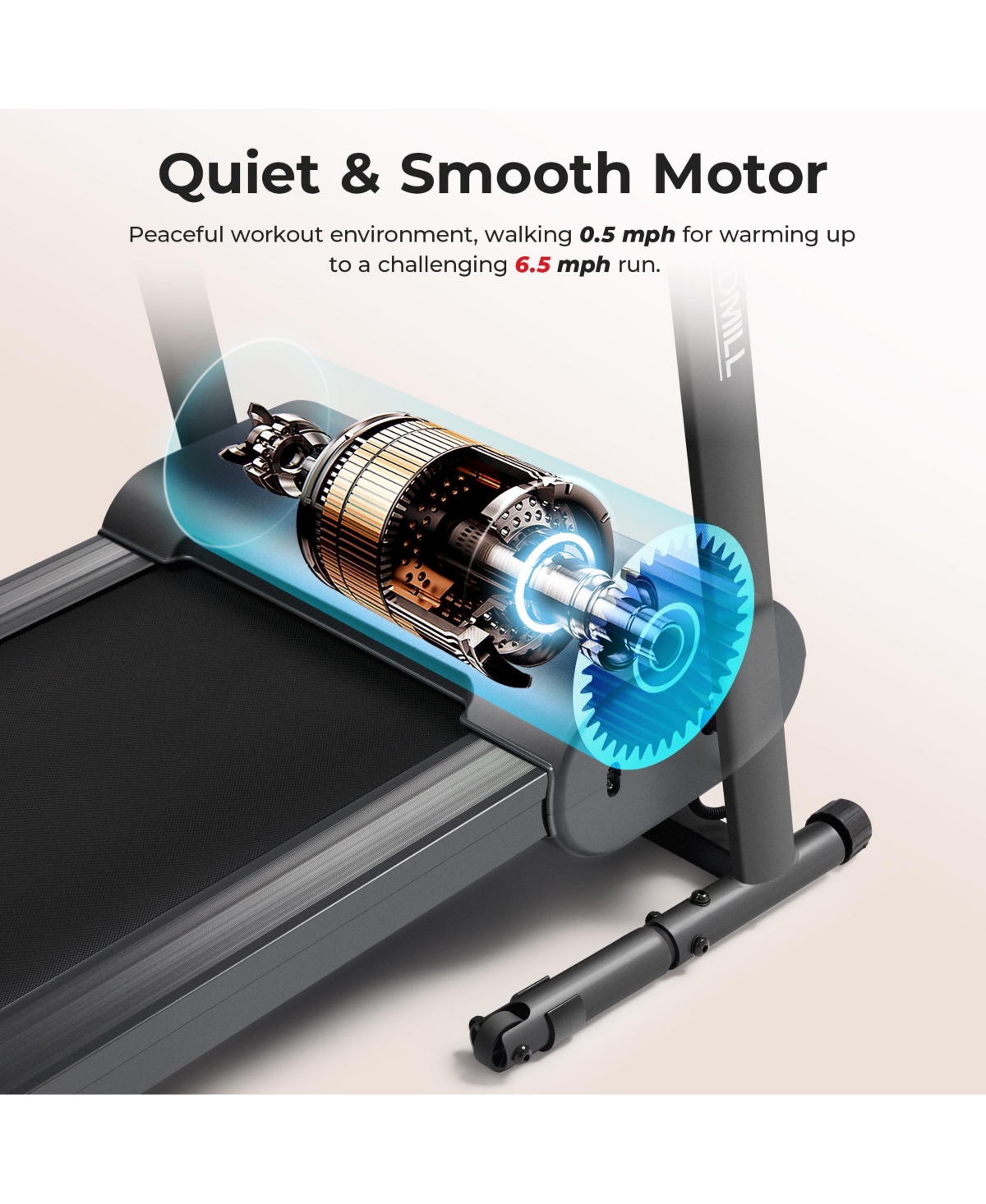 Sunny Health & Fitness Compact Motorized Smart Easy Assembly Folding Treadmill