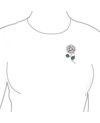 Elegant Dress Accessories Large Colorful Floral Bouquet Flower Roses Pave CZ Accent Flower Brooch Lapel Pin Brass