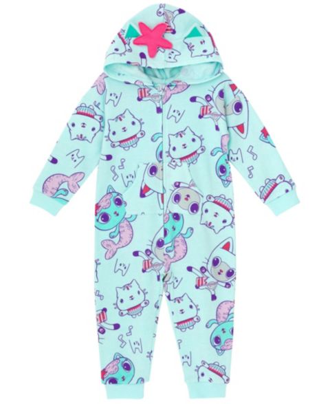 Gabby's Dollhouse Girls' Cosplay Fleece Hooded One Piece, цвет: Мятный зелёный