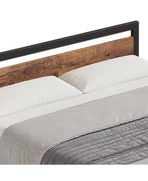 Full Size Bed Frame Platform with Headboard, Industrial 14 inch Full Bedframe No Box Spring Needed, Easy to Assemble Noise Free Full Mattress Foundation, Retro Brown