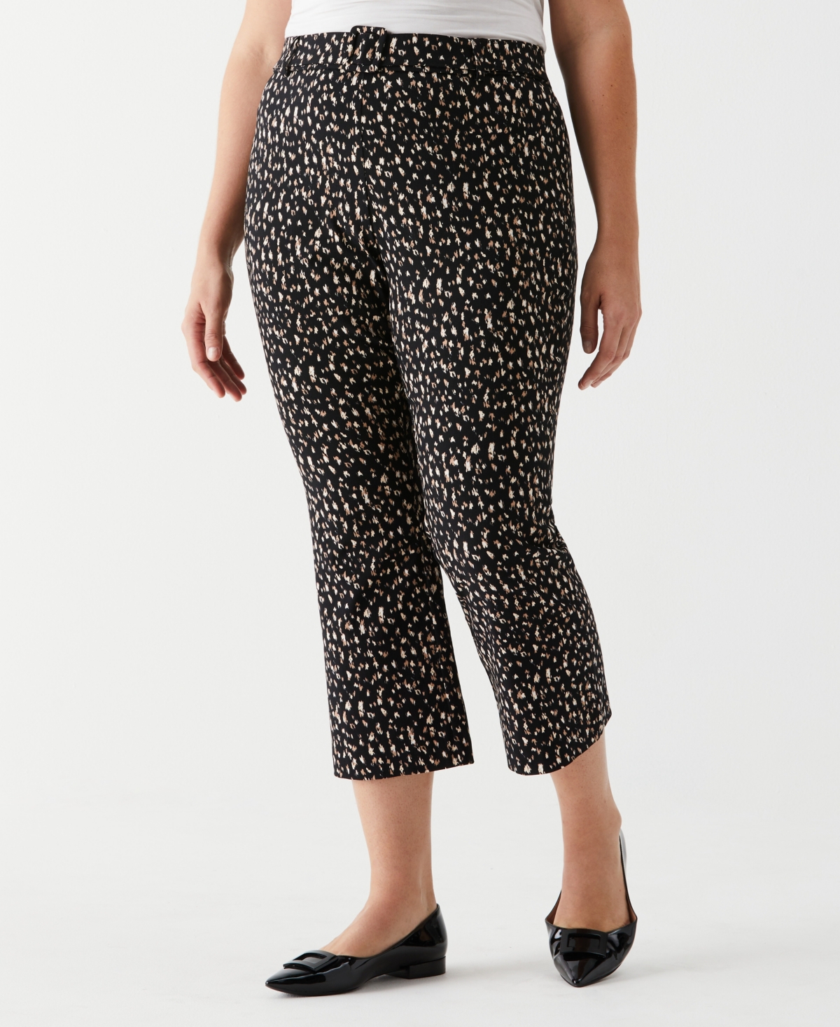 ELLA RAFAELLA PLUS SIZE PRINTED CROP BOOTCUT PANT WITH BELT 