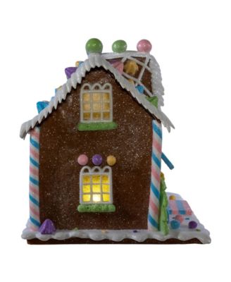 8.07-Inch Battery Operated LED Lighted Gingerbread Bubblegum Factory