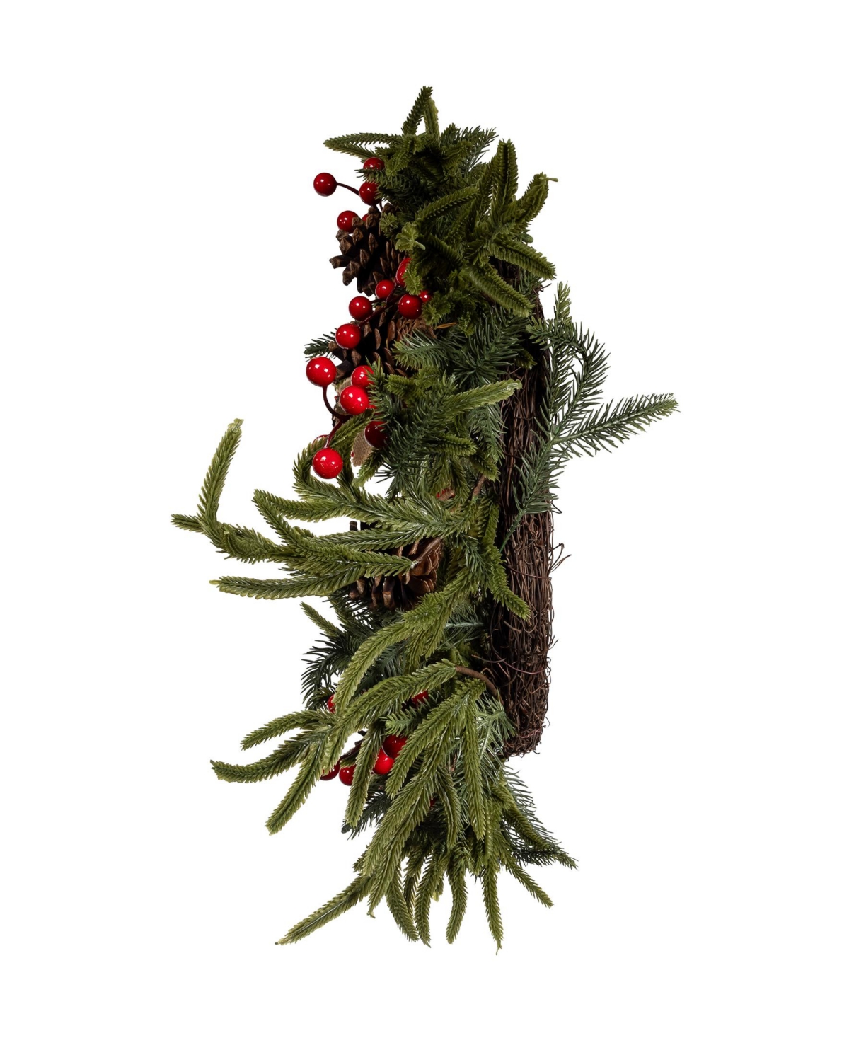 Kurt Adler 24-Inch Unlit Berries and Pinecone Rattan Wreath