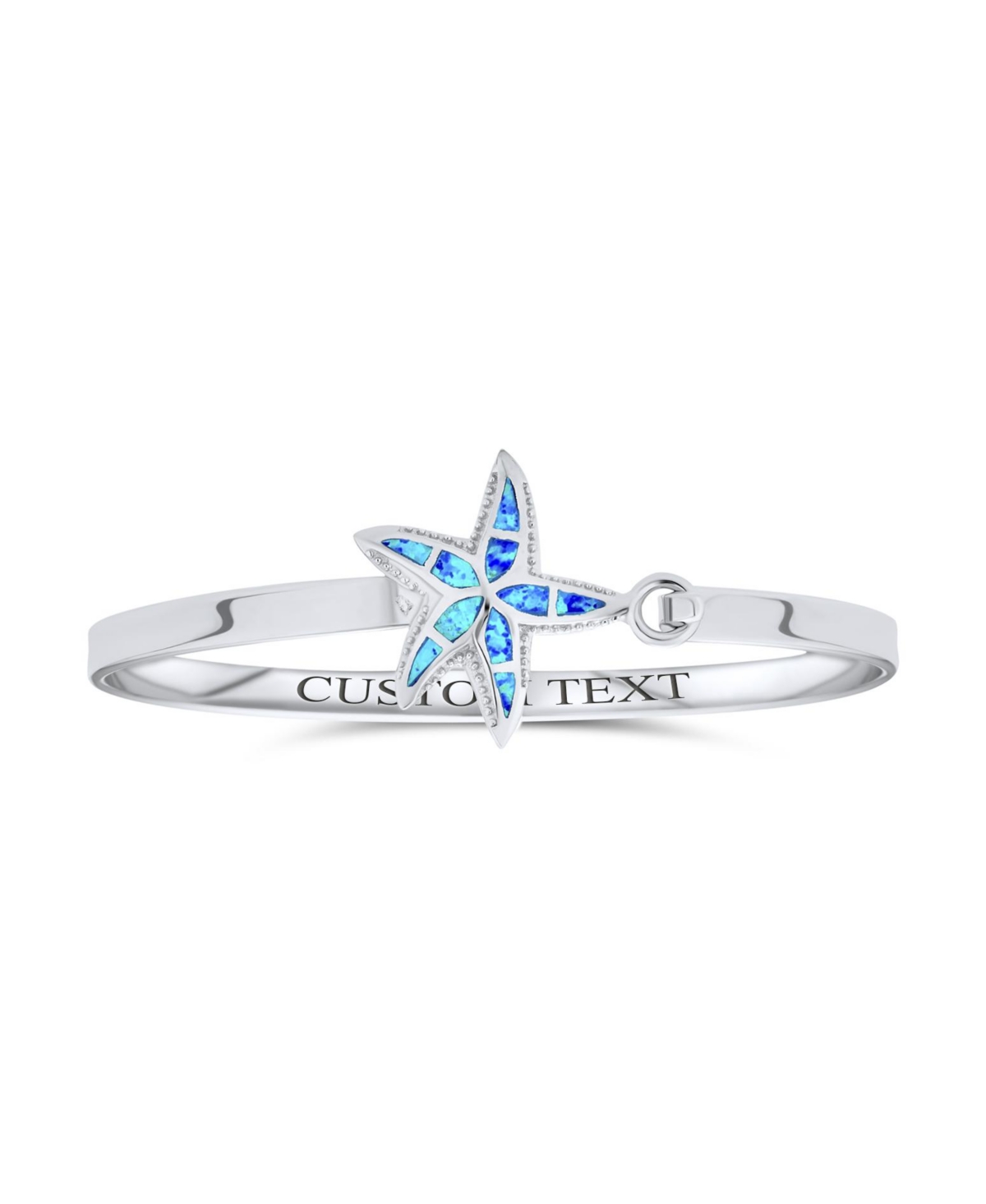 Bling Jewelry Nautical Beach Starfish Synthetic BlueBangle Bracelet For Women Sterling Silver - Opal