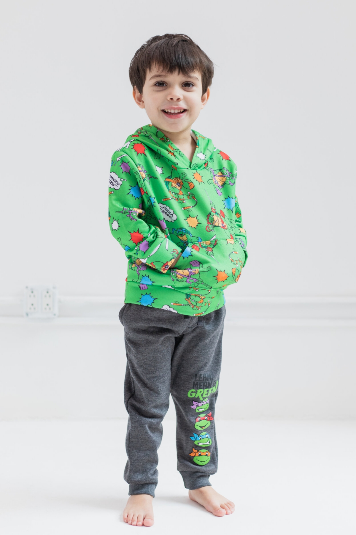 Teenage Mutant Ninja Turtles Toddler Boys Fleece Pullover Hoodie and Pants Outfit Set to (2T - 18-20) -/ gray