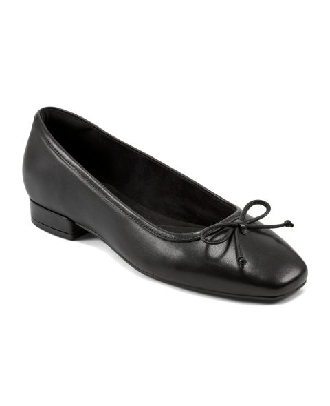 Женские балетки Rockport Sadie Square Toe Slip-On Ballet Dress Flats, цвет: Чёрный кожаный