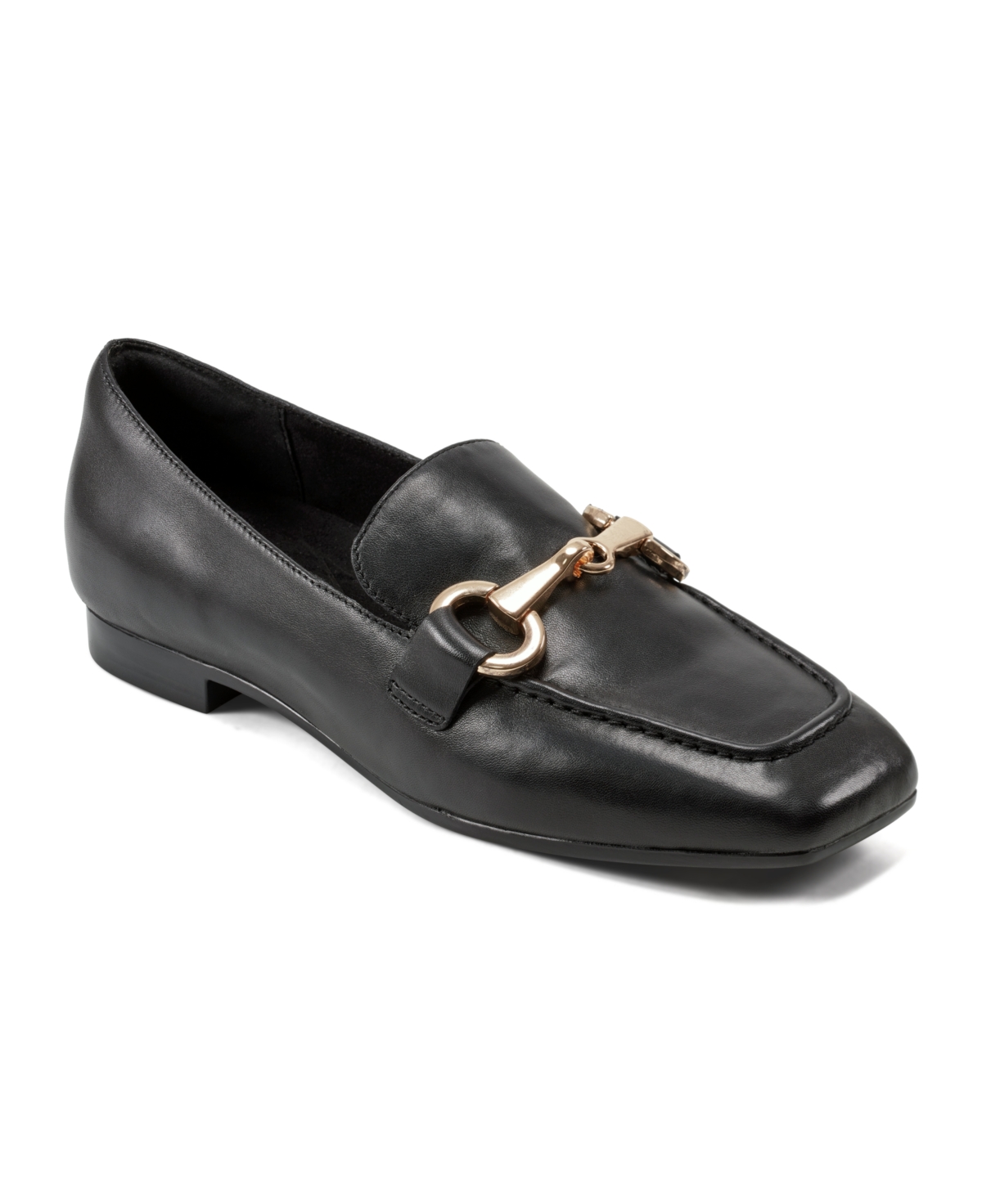 Shop Rockport Women's Polly Slip-on Square Toe Dress Loafers In Black Leather