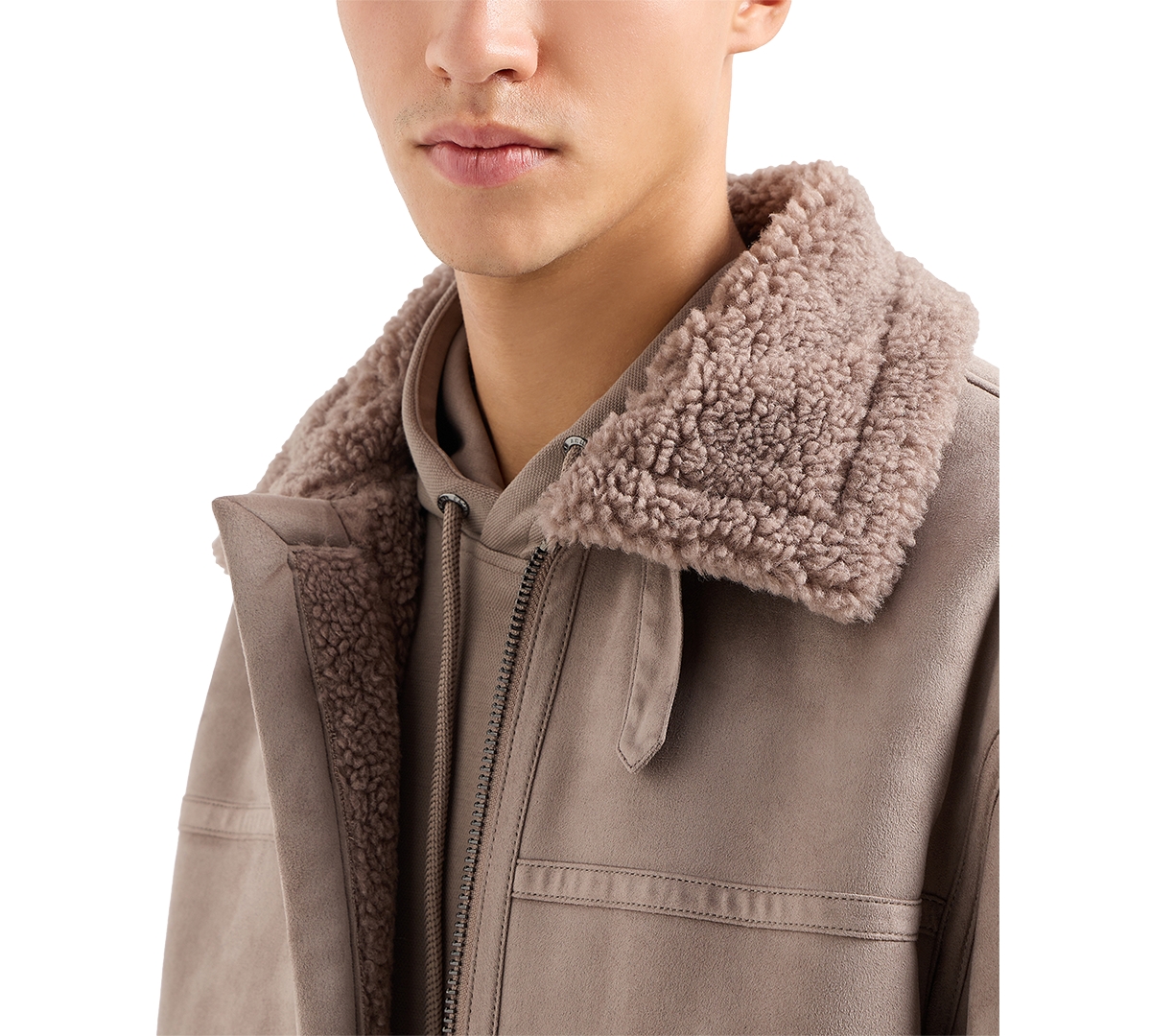 A|X Armani Exchange Men's Faux-Leather Sherpa-Lined Jacket