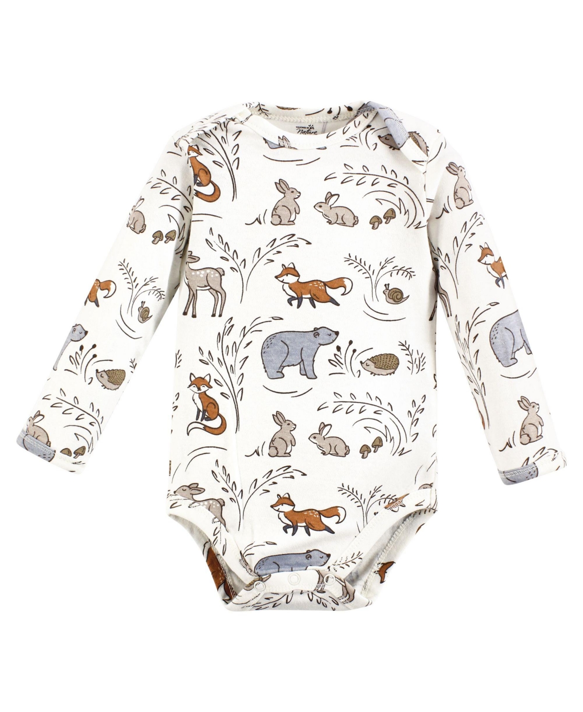 Touched by Nature Baby Boys Organic Cotton Long-Sleeve Bodysuits, Months - Dreamy woodland