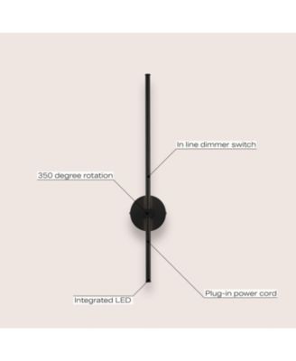 Anton 27.25" 1-Light Modern Minimalist Iron Adjustable Bar Integrated LED Plug-In Sconce