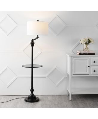 Cora 60" Metal/Glass LED Side Table and Floor Lamp, Black