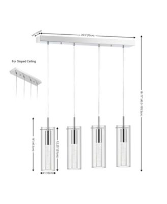Mium 29.5" 4-Light Modern Style Iron/Crystal/Glass Integrated LED Linear Pendant, Chrome
