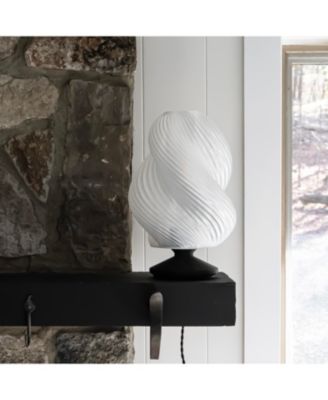 Gema 13.5" Mid-Century Coastal Plant-Based PLA 3D Printed Dimmable LED Table Lamp, Dark Smoke/Black