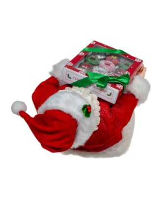 10.5-Inch Fabrich&eacute; Santa with Box of Donuts