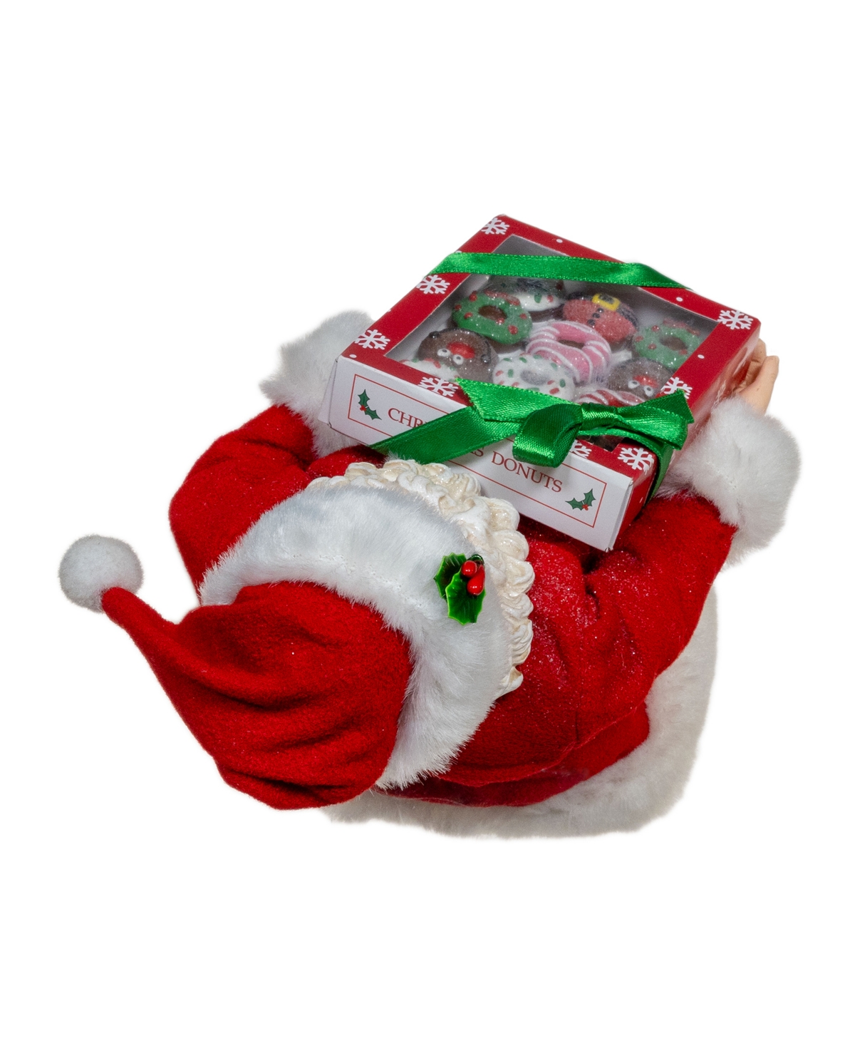 Kurt Adler 10.5-inch Fabriche Santa With Box Of Donuts In Red