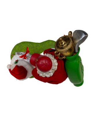 11-Inch Fabrich&eacute; Golfer Santa with Oversized Golf Ball