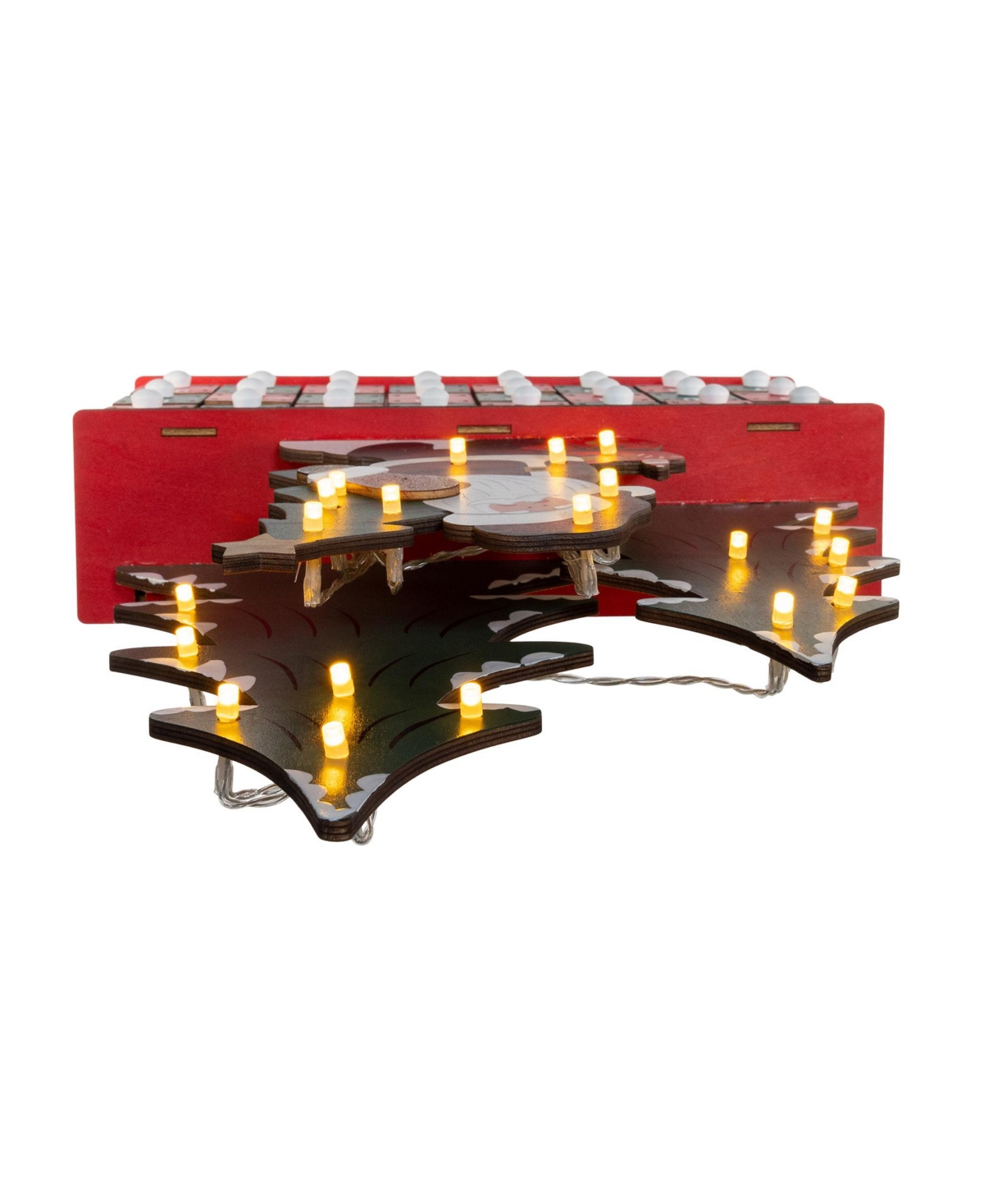 Kurt Adler 15.75-inch Battery Operated Wooden Led Lighted Advent Calendar In Red
