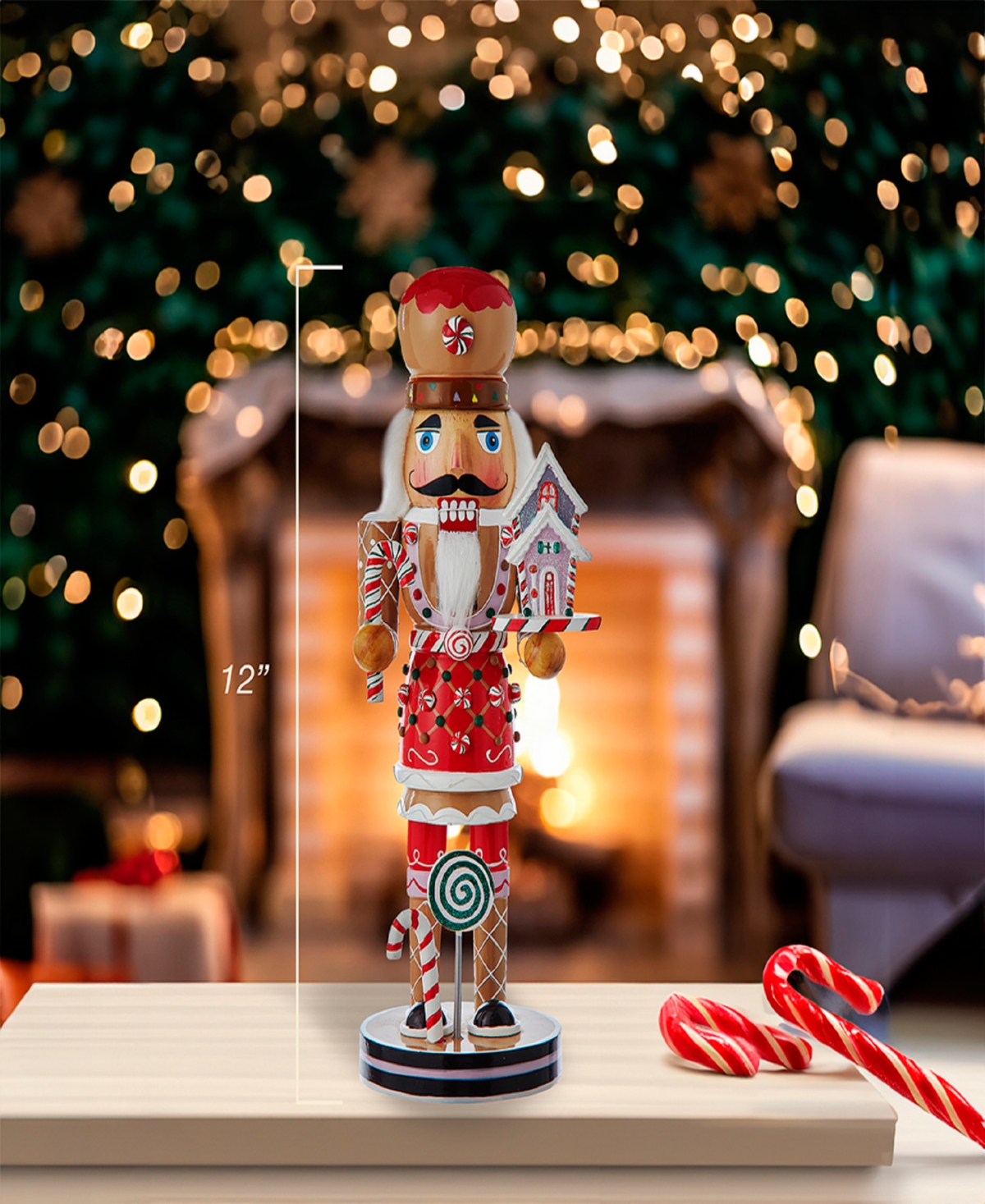 Kurt Adler 12-inch Gingerbread Nutcracker In Red